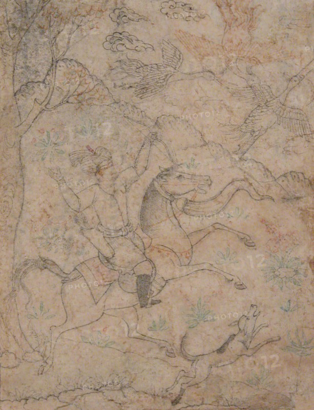 Mounted Hunter with Dog Pursuing Game Birds, 16th century. Creator: Unknown.