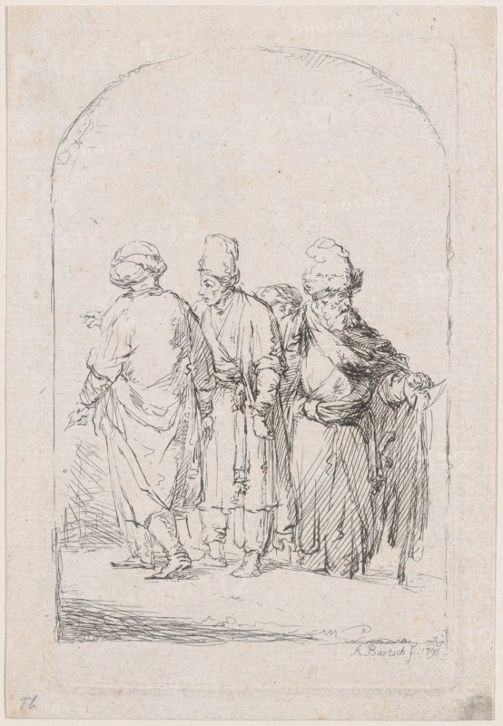 Group of four standing men in oriental costume, 1795. Creator: Adam von Bartsch.