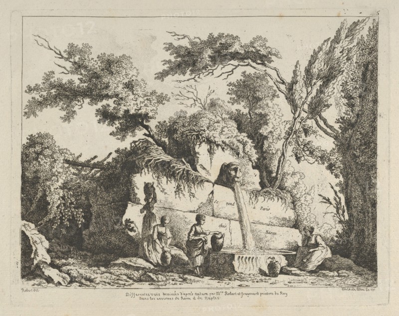 Titlepage from Differentes vues dessiné d'après nature... dans les environs de Rom..., 18th century. Creator:  Adélaide Allou.