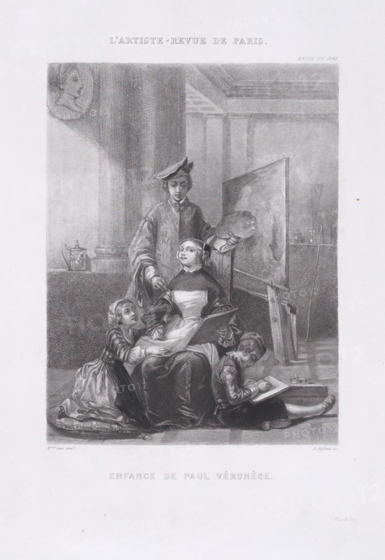The Childhood of Paolo Veronese, from "L'Artiste", August 10, 1845., August 10, 1845. Creator: Adolphe Pierre Riffaut.