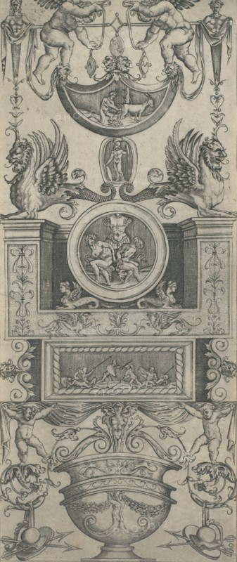 Ornament Panel, dated 1521. Creator: Attributed to Agostino Veneziano.