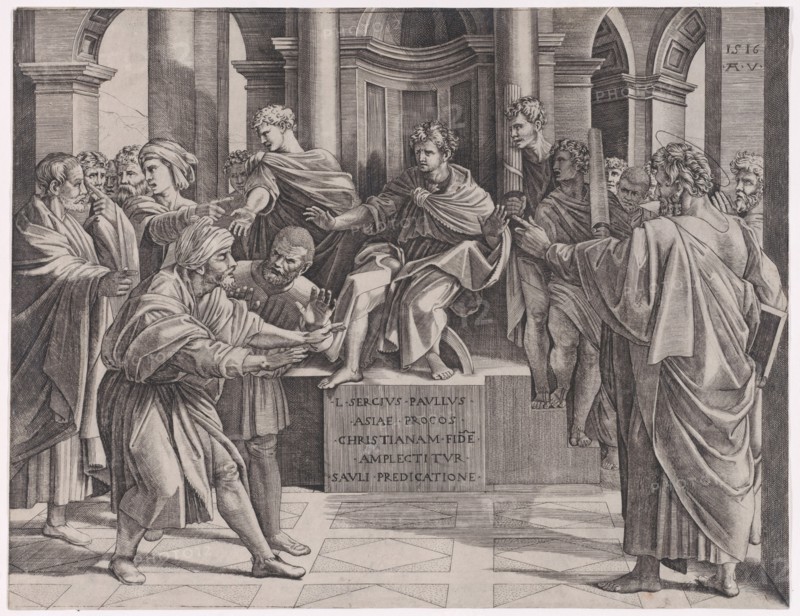 The Blinding of Elymas, dated 1516., dated 1516. Creator: Agostino Veneziano.