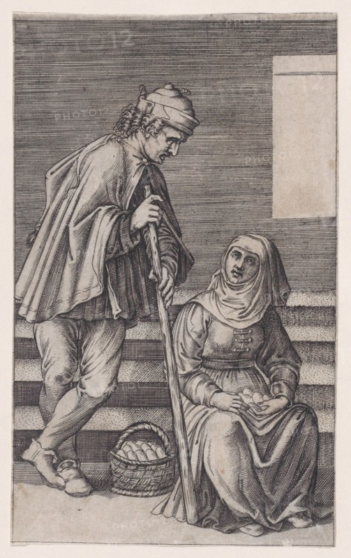 Peasant and a Woman with Eggs, ca. 1514-36. Creator: Agostino Veneziano.