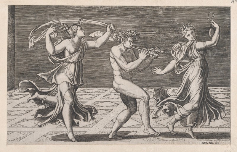 Speculum Romanae Magnificentiae: Dance of Fauns and Bacchants, early 16th ce..., early 16th century. Creators: Anon, Agostino Veneziano.