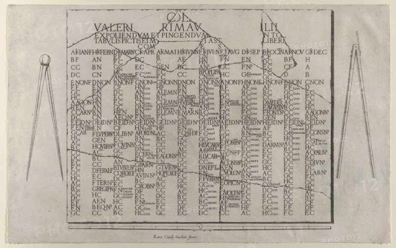 Speculum Romanae Magnificentiae: Tablet with Calendar from the Farnese Palace..., late 16th century. Creator: Anon.