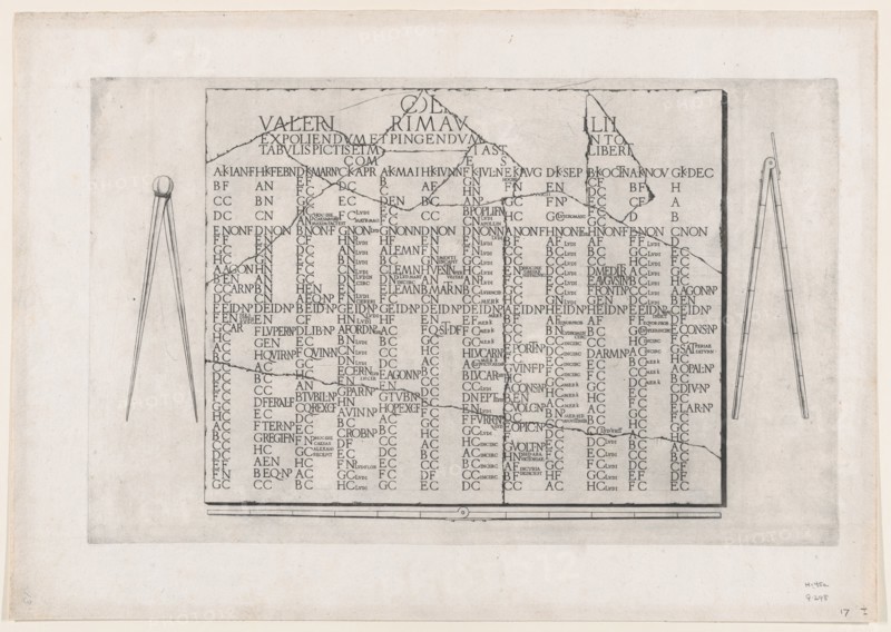 Speculum Romanae Magnificentiae: Tablet with Calendar from the Farnese Palace, 16t..., 16th century. Creator: Anon.