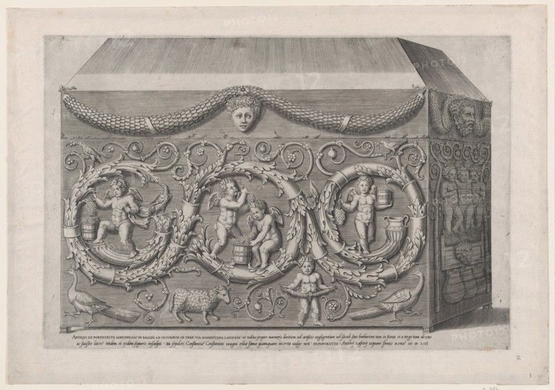 Speculum Romanae Magnificentiae: Decorated Sarcophagus with Arabesques, 1553., 1553. Creator: Anon.