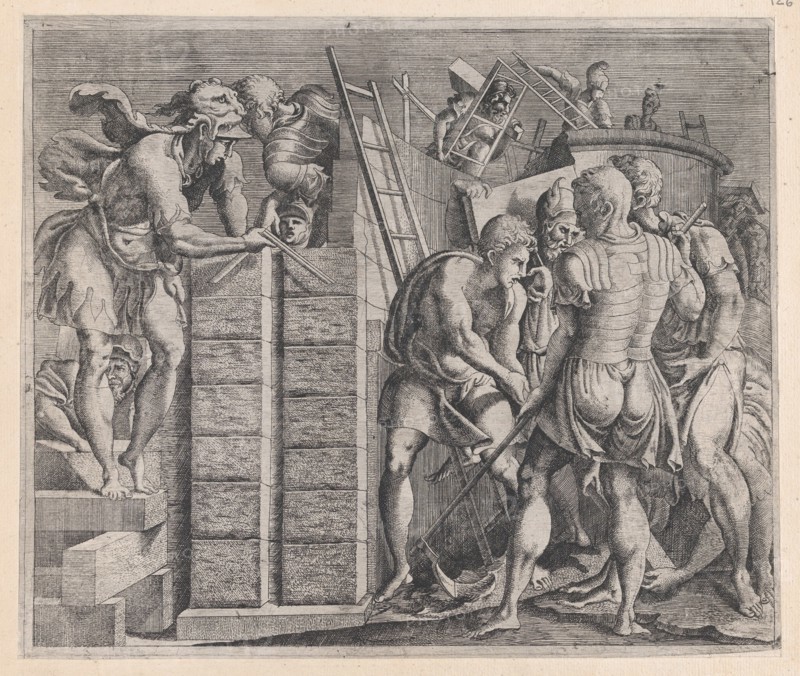 Speculum Romanae Magnificentiae: Romulus and Remus Building the Walls of Rome, 16t..., 16th century. Creator: Anon.