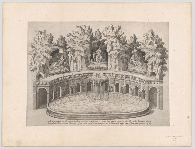 Speculum Romanae Magnificentiae: Fountain and Gardens of the Villa d'Este at Tivoli, 1575., 1575. Creator: Etienne Duperac.
