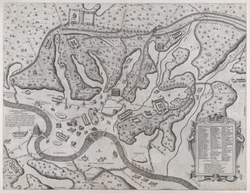 Speculum Romanae Magnificentiae: Ancient Rome and its Hills, from the West, 1573., 1573. Creator: Etienne Duperac.