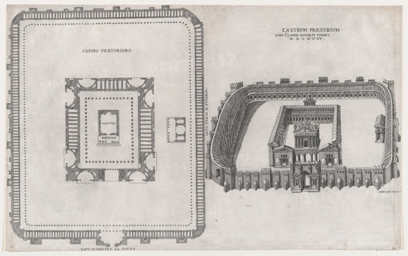 Speculum Romanae Magnificentiae: Castrum Praetorium, 1581. Creator: Giovanni Ambrogio Brambilla.