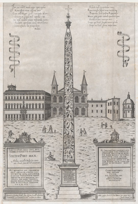 Speculum Romanae Magnificentiae: The Egyptian Obelisk of Constantine, 1589., 1589. Creator: Giovanni Ambrogio Brambilla.