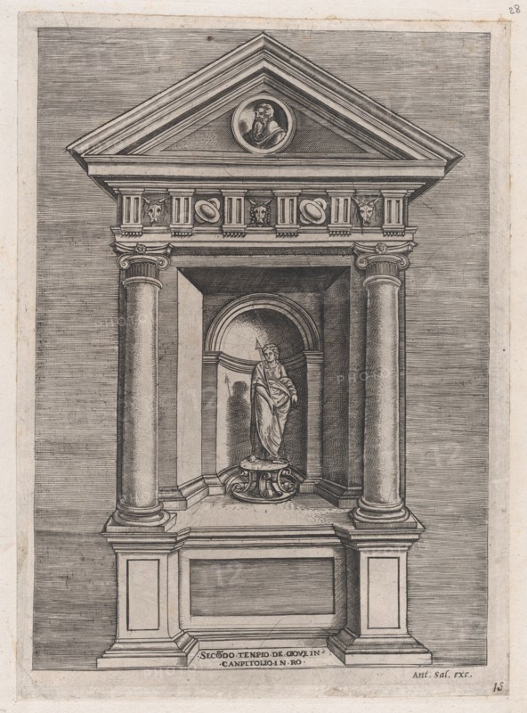 Speculum Romanae Magnificentiae: Temple-Altar of Jove, as a Youth, 16th century., 16th century.