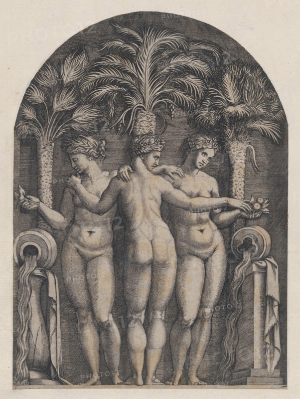 Speculum Romanae Magnificentiae: The Three Graces, ca. 1500-1534., ca. 1500-1534. Creator: Marcantonio Raimondi.