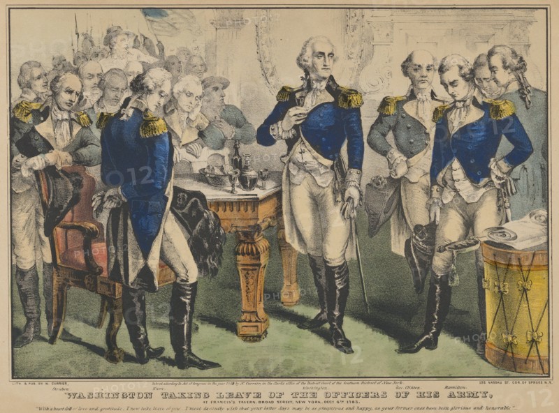 Washington Taking Leave of the Officers of His Army-at Francis's Tavern, Broad Street, New..., 1848. Creator: Nathaniel Currier.