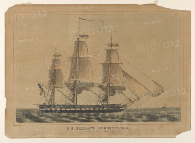 U.S. Frigate Constitution, 1838-46., 1838-46. Creator: Nathaniel Currier.