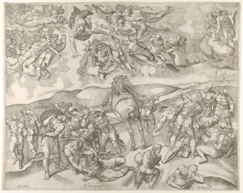 Conversion of Saul, from Michelangelo's fresco in the Pauline Chapel at the Vatican..., ca. 1545-60. Creator: Nicolas Beatrizet.