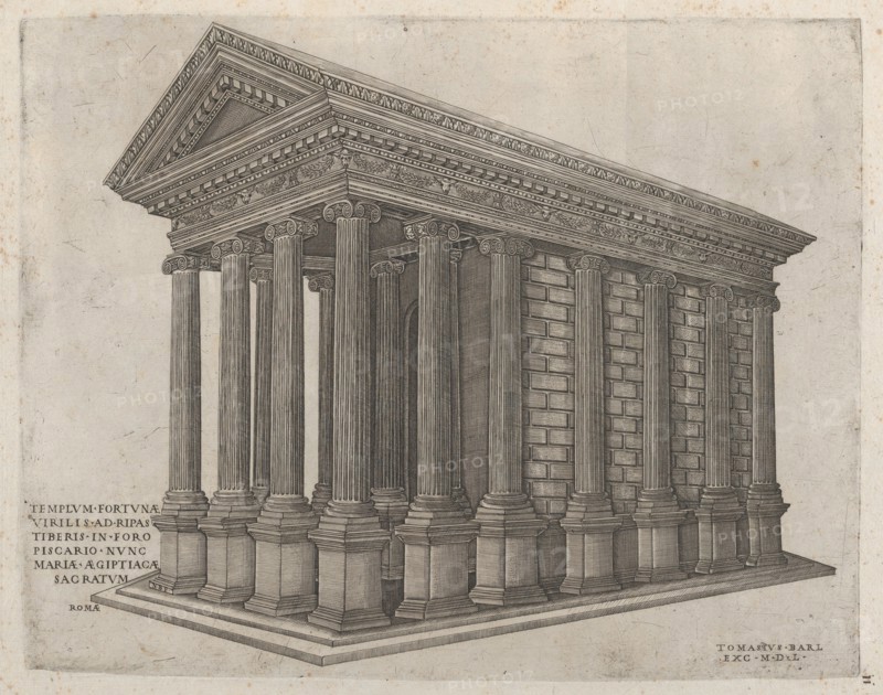 Speculum Romanae Magnificentiae: The Temple of Fortune in Rome, 16th century., 16th century. Creator: Nicolas Beatrizet.