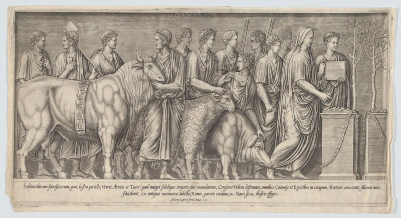Pagan Sacrifice, after an Antique Bas Relief, 1553., 1553. Creator: Nicolas Beatrizet.