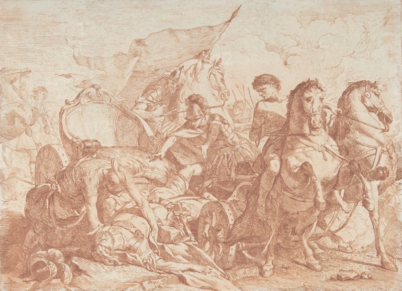 Fall of Antiochus From His Chariot, 18th century., 18th century. Creator: Noël Hallé.