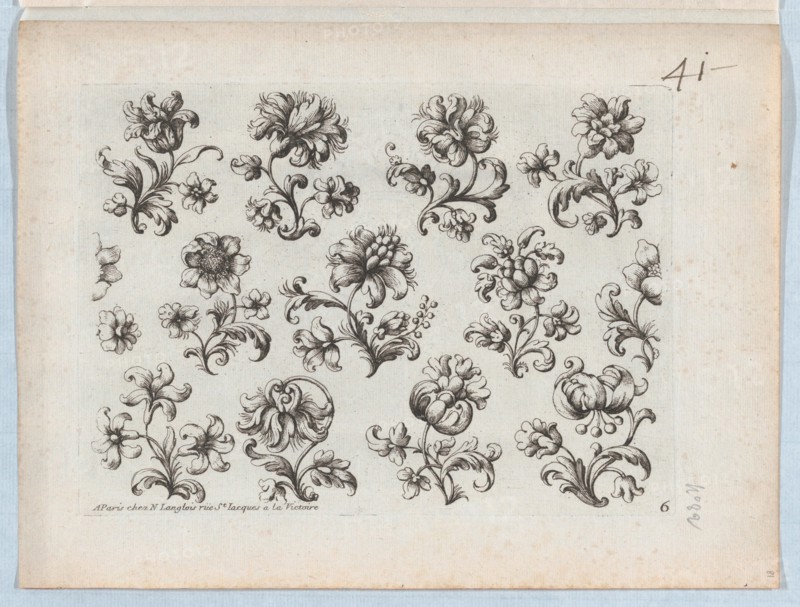 Series of Small Flower Motifs, Plate 6, ca. 1670-85., ca. 1670-85. Creator: Paul Androuet Du Cerceau.