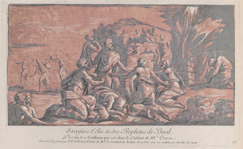 Elijah challenging the prophet to a sacrifice, ca. 1729., ca. 1729. Creator: Paul-Ponce-Antoine Robert.