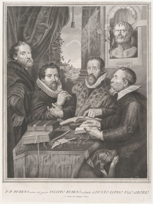 The Four Philosophers: Justus Lipsius, Hugo Grotius, Peter Paul Rubens, and Philip Rube..., 1770-82. Creators: Peter Paul Rubens, Unknown.