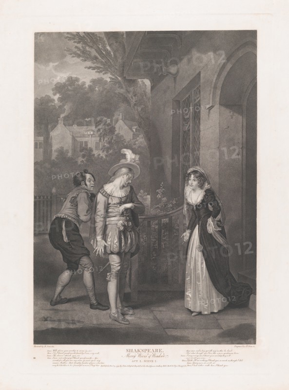 Anne Page, Slender and Shallow (Shakespeare, Merry Wives of..., first published 1792; reissued 1852. Creator: Peter Simon.