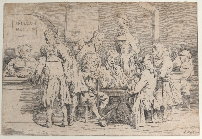 Playing Tric Trac, 1763., 1763. Creator: Philip James de Loutherbourg.