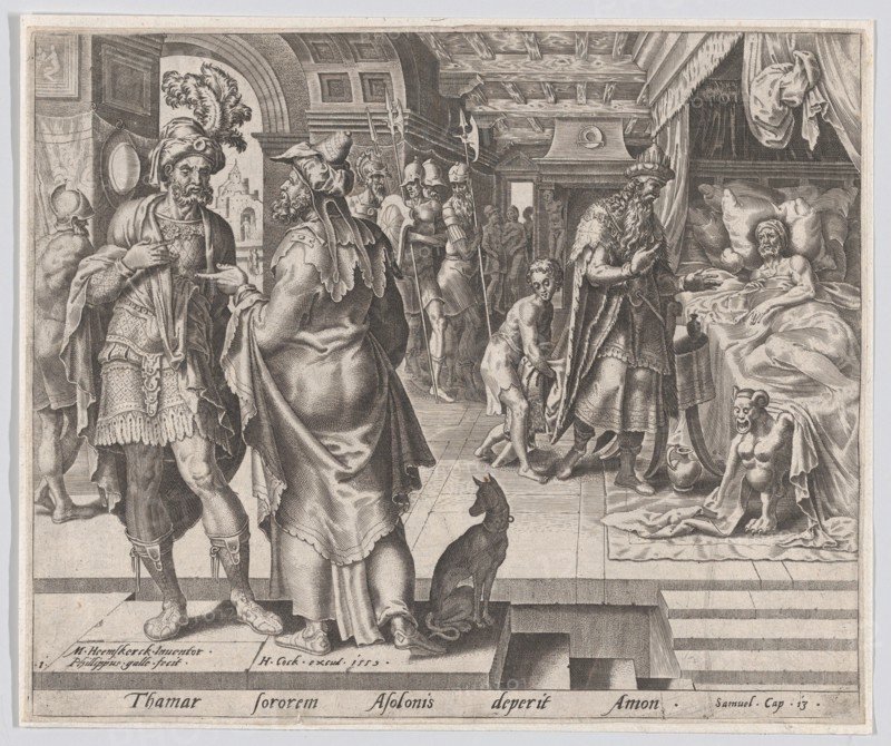 Jonadab Counselling Amnon, from The Story of Tamar and Amnon, plate 1, 1559., 1559. Creator: Philip Galle.