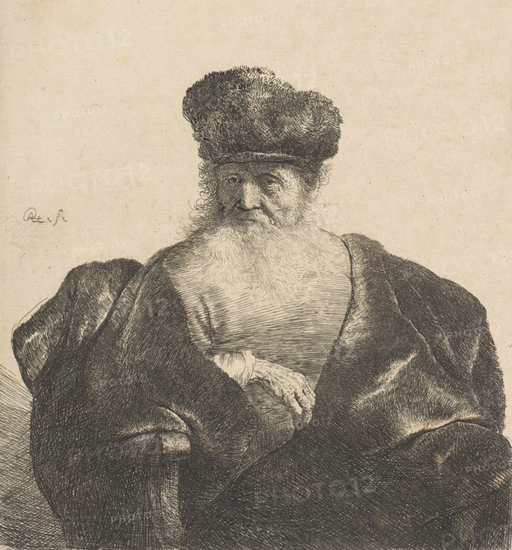 Old Man with Beard, Fur Cap, and Velvet Cloak, ca. 1631., ca. 1631. Creator: Rembrandt Harmensz van Rijn.