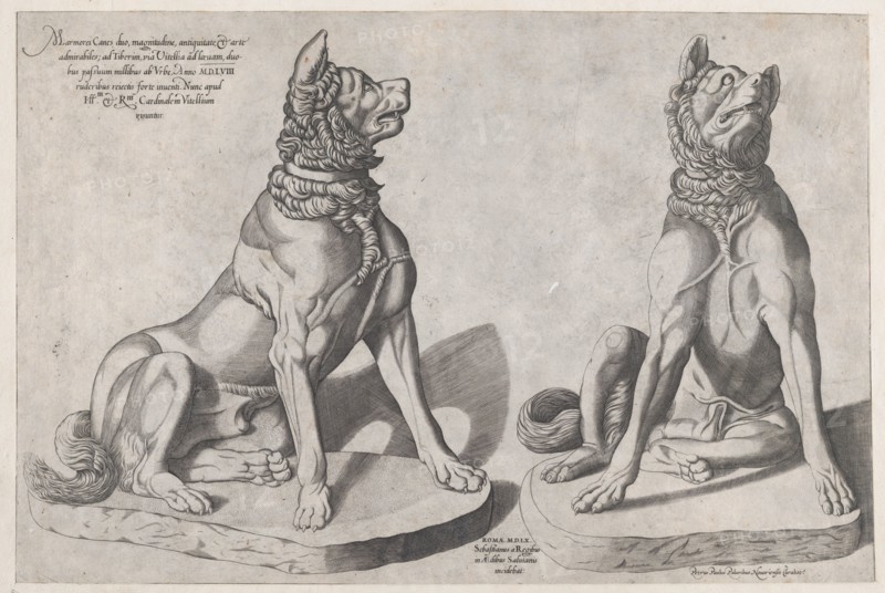 Speculum Romanae Magnificentiae: Two Dogs, 1558., 1558. Creator: Sebastiano di Re.