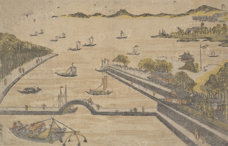 View of Fukagawa, Edo, ca. 1764., ca. 1764. Creator: Suzuki Harunobu.