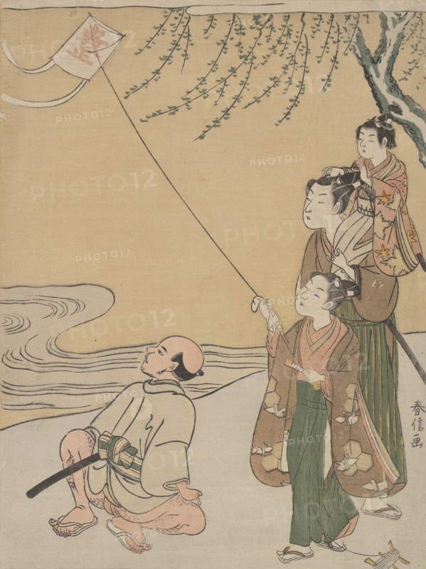 Kite Flying, ca. 1766., ca. 1766. Creator: Suzuki Harunobu.