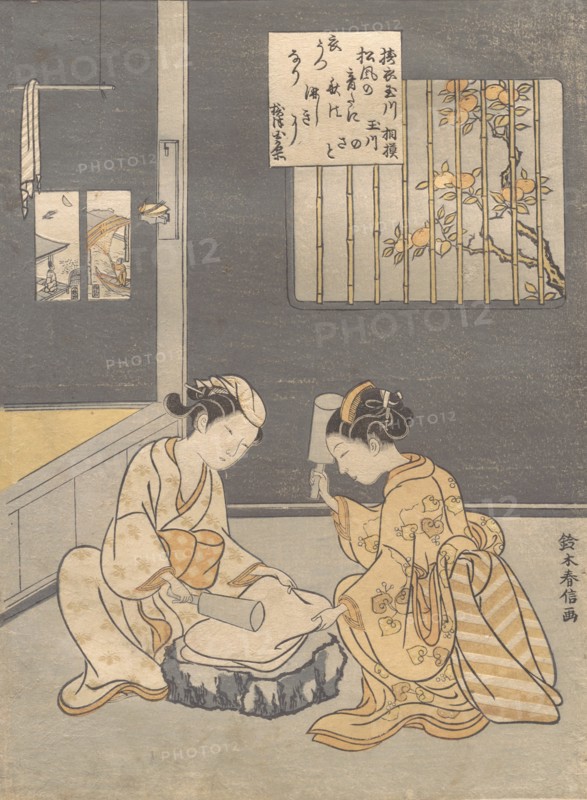 Fulling Cloth at the Jewel River (Kinuta no Tamagawa), ca. 1768., ca. 1768. Creator: Suzuki Harunobu.