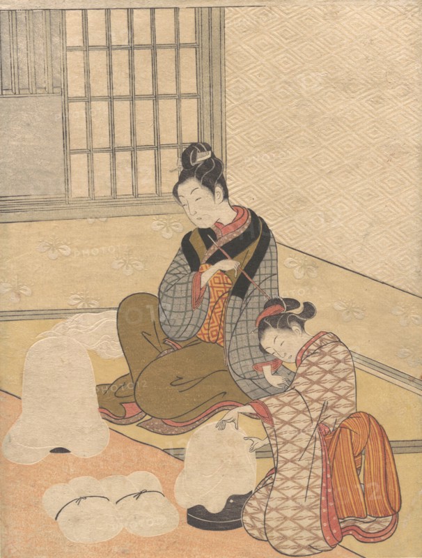 Evening Snow on the Nurioke, from the series Eight Parlor Views, ca. 1766., ca. 1766. Creator: Suzuki Harunobu.
