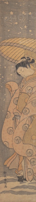 Beauty under an Umbrella in the Snow, ca. 1770., ca. 1770. Creator: Suzuki Harunobu.
