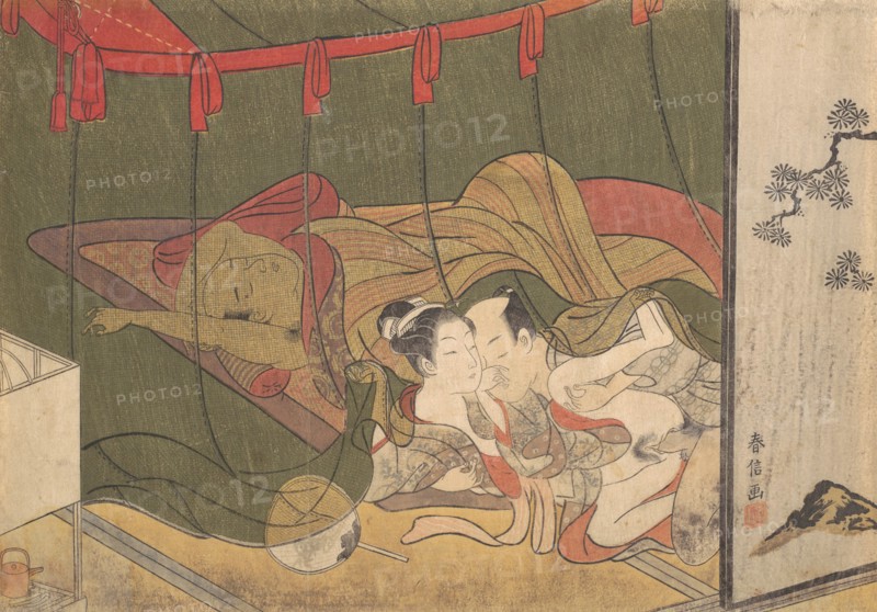 Lovers Beneath a Mosquito Net, 18th century., 18th century. Creator: Suzuki Harunobu.