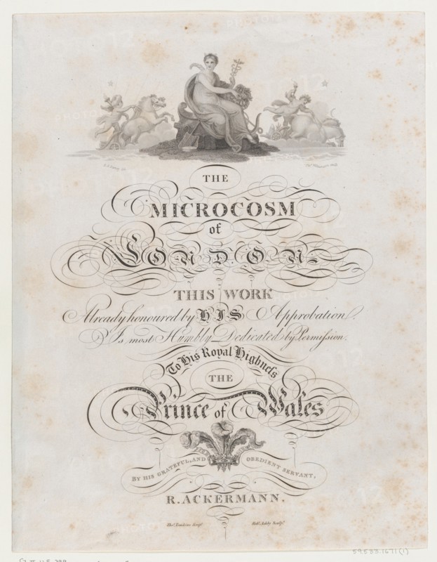 Title Page, The Microcosm of London, 1808., 1808. Creators: Robert Ashby, Thomas Williamson.