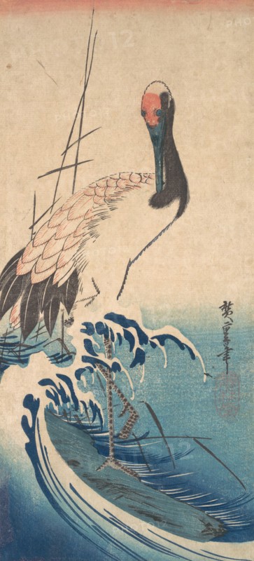 Crane and Surf, ca. 1833., ca. 1833. Creator: Ando Hiroshige.