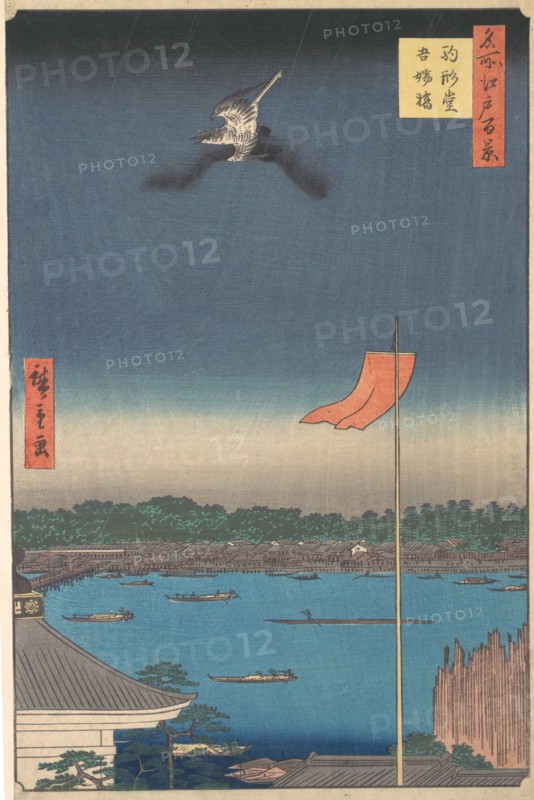 ?Azuma Bridge from Komagatado Temple,? from the series One Hundred Famous Views of Edo (Me..., 1857. Creator: Ando Hiroshige.