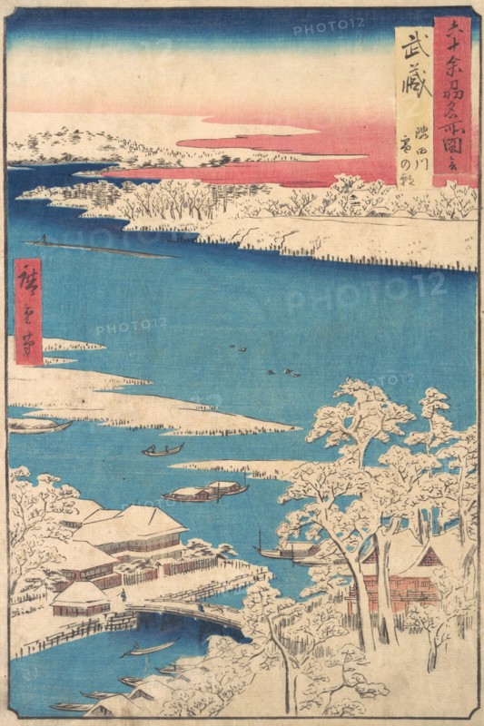 Morning after a Snowfall, the Sumida River, Musashi Province , from the series Views o..., ca. 1853. Creator: Ando Hiroshige.