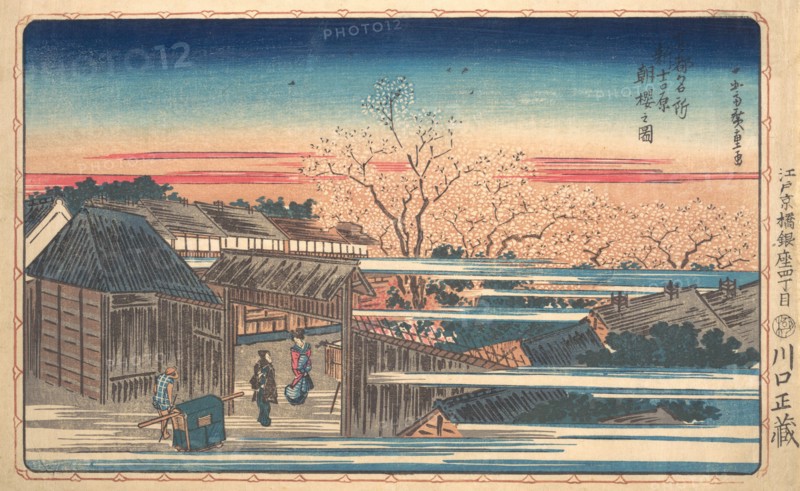 Morning Cherry Blossoms at Shin-Yoshiwara. Creator: Ando Hiroshige.