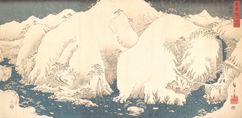Kiso Mountains in Snow, 1857., 1857. Creator: Ando Hiroshige.
