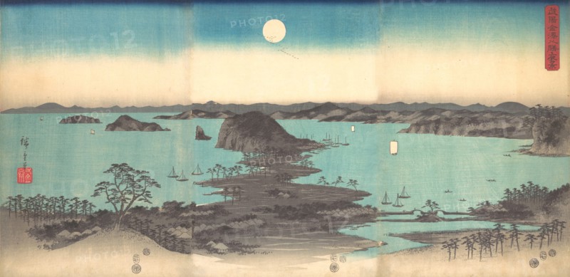 Full Moon at Kanazawa, Province of Musashi, 1857., 1857. Creator: Ando Hiroshige.