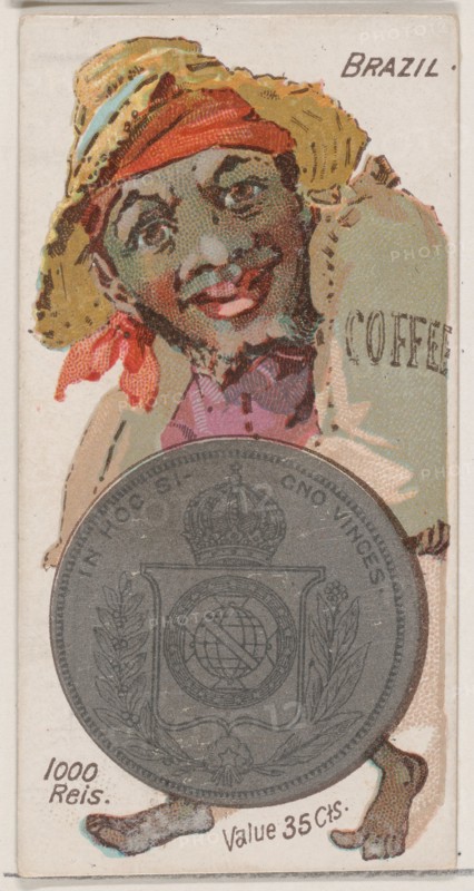 Brazil, 1000 Reis, from the series Coins of All Nations (N72, variation 1) for Duke brand ..., 1889. Creator: Unknown.