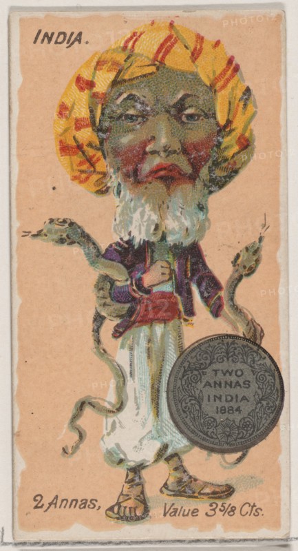 India, 2 Annas, from the series Coins of All Nations (N72, variation 2) for Duke brand cig..., 1889. Creator: Unknown.