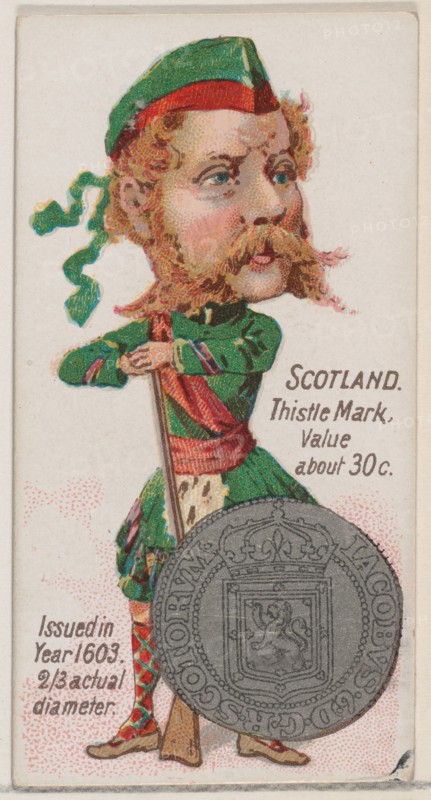 Scotland, Thistle Mark, from the series Coins of All Nations (N72, variation 1) for Duke b..., 1889. Creator: Unknown.