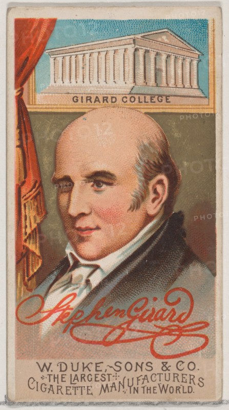 Stephen Girard, from the series Great Americans (N76) for Duke brand cigarettes, 1888., 1888. Creator: Unknown.