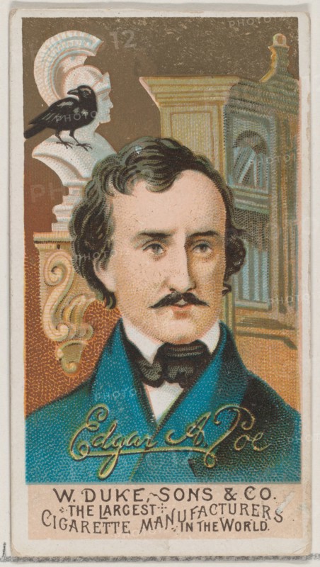 Edgar Allan Poe, from the series Great Americans (N76) for Duke brand cigarettes, 1888., 1888. Creator: Unknown.